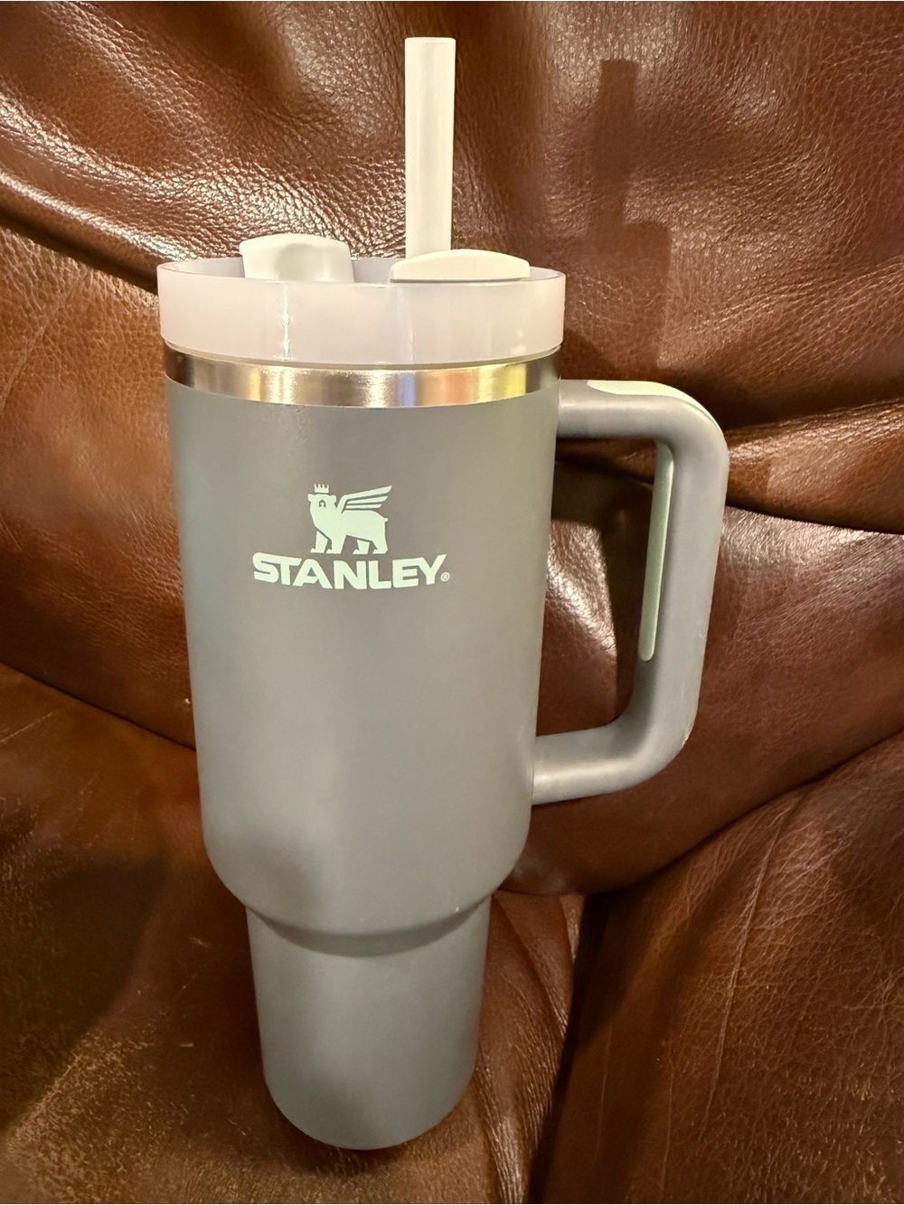 Stanley Gray Travel Tumbler with Handle and Straw